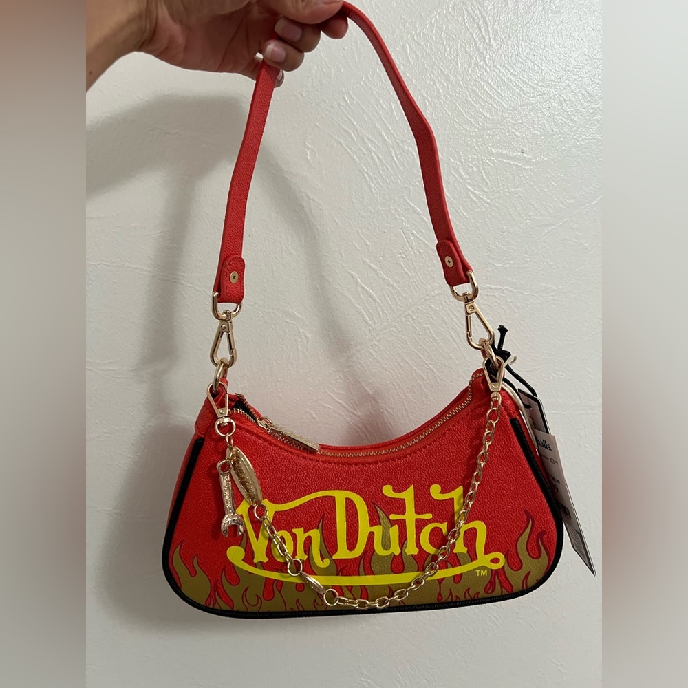 Von Dutch Red Flames Shoulder Bag